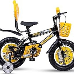 BROCODE Kids Cycle for 2-5 Years Boys & Girls | 14T Baby Bicycle with Training Wheels, Basket & Backrest | Kids Cycle Semi-Assembled BMX Style | Baby Bicycle 2 to 5 Years | Children Cycle | Black-image-61