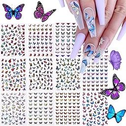 12 Sheets Butterfly Nail Art Stickers Decals, 3D Self-Adhesive Nail Decals-image-97