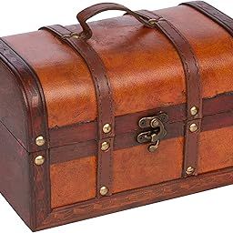 Trademark Innovations Small Wood and Leather Decorative Chest-image-68