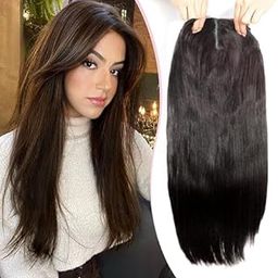 Verbier 3 Clip Hair Topper Front Cover Up Scalp Covering Hair Topper Synthetic Hair Closure/Front Hair Patch For Women And Girls Set Of 1 Brown-image-26
