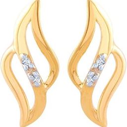 14k (585) Yellow Gold and American Diamond Stud Earrings for Women-image-47