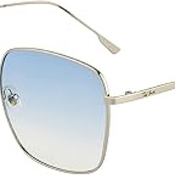 Men's Women's UV Protection Blue Graded Lens Silver Square Sunglasses-image-11