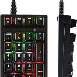 Numeric Keypad, Wired 21 Keys Blue Switch Mechanical Keyboard Color LED USB Portable K21 Ergonomic Numpad for Laptop PC Computer-27