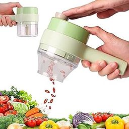 DAATAR 4 in 1 Electric Handheld Cooking Hammer Vegetable Cutter Set Food Chopper Multifunction Vegetable Fruit Slicer,for Garlic Pepper Chili Onion Celery Ginger Meat with Brush-11