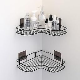 BENAVJI Drill Free Corner Shelf for Bathroom Wall Bathroom Organizer Without Drill Kitchen Rack Pack of 2-image-72