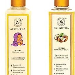 AYUSUTRA Combo of 2 Baby Body Lotion & Coconut Oil Chemical free and natural ayurvedic body lotion for babies. Helps in nourishing the skin. All natural ingredients used, (Each of 200ml (pack of 2)-image-34