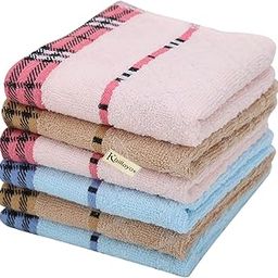 Khillayox 100% Cotton Small Size Face Towel/Handkerchief/ - 400 GSM/Extra Soft and Super Absorbent Face Towels for Women's, Kids and Newborn Babies - Set of 6 (25x25 cm) - Multicolor-78