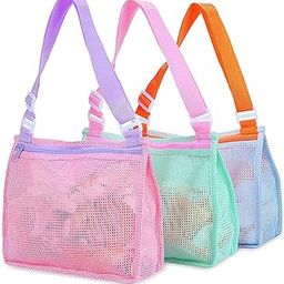 Beach Toy Mesh Bag Kids Shell Collecting Bag Beach Sand Toy Totes for Holding Shells Beach Toys Sand Toys Swimming Accessories for Boys and Girls(Only Bags,A Set of 3 )-image-35