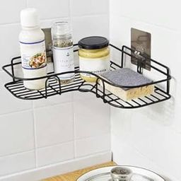 ECODEX Self-Adhesive Multipurpose Wall Mounted Bathroom Shelf and Rack for Bathroom and Kitchen,Space Saving Bathroom Organizer Shelf, Punch Free Wall Shelves, Wall Stand (Black Shelf, Pack of 01)-image-29