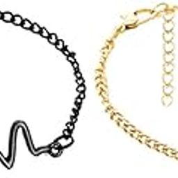 Womens Golden & Black ECH Adjustable Anklet: SRFAJW/A200-image-12