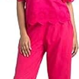 Fuchsia Schiffli Embroidered Cotton Co-ords For Women-image-53
