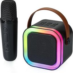 Little Finger Wireless Bluetooth Karaoke Microphone with LED Lights, Portable Handheld Mic Speaker Machine, Great Gifts for Kids & Adults (Black)-image-79