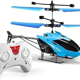 Kanvictz Remote Control Helicopter Rechargeable Toy for Kids | Infrared Sensor Flying RC Chopper with LED Lights | Durable ABS Body | Indoor Flying Toy with USB Charging Cable (Blue)-image-0