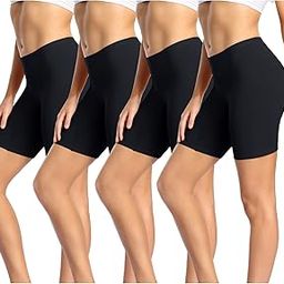 Women's Cotton Boy Shorts Underwear Anti Chafing Soft Biker Short Long Leggings Plus Boy Shorts Panties Black 4 Pack Size L-image-71
