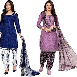 Women's Crepe Dress Material Set for Women | Unstitched Printed Fabric for Kurta Bottom & Dupatta (Pack of 2)-picture-20