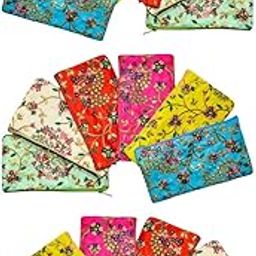 at Traders Traditional Vintage Embroidered Purse for Women with Zipper Pack of 18 | Potli Pouches for Baby Shower and Ladies, Multicolor Gifting Bags-image-1