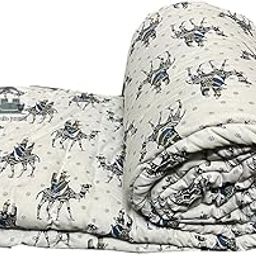 PINAARAS INTERIOR Cotton Quilt 400 GSM Rajasthani Traditional Jaipuri Hand Block Print Summer and Winter Cotton Rajai Quilt Razai - (Single Bed)-image-10