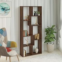 BLUEWUD Jameye Engineered Wood Bookshelf Cabinet Book Rack Organizer with Shelves for Décor Display Floor Standing for Living Room Study Home Library Furniture (Brown Maple)-picture-25