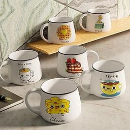 The Earth Store Morning Bliss Tea Cup Set of 6 200 ML Each Capacity Emoji Printed Microwave and Dishwasher Safe Ceramic Tea Cup Ideal for Breakfast Home, Office, Parties, Birthday, Diwali Gift Items-25