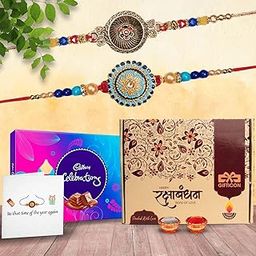 Gifticon Rakhi Gift set for Brother with 2 Rakhis Celebrations Roli Chawal and Greeting card | IB3-image-96