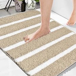 Homitecture Microfiber Soft Anti Slip Water Absorbent Door Mat | Bath Mat with Rubber Bottom | Soft & Super Absorbent Mats for Shower | Quick-Drying Mats for Kitchen Bathroom (Beige White, 38X57 CM)-image-42