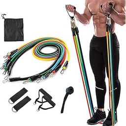 Elite Sales Resistance Band Set with Door Anchor, 11 Pieces, Exercise Bands for Workout, Pull-ups, Legs and Triceps Training-image-69