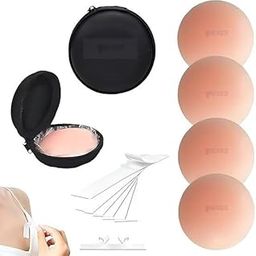 Silicone Nipple Covers Reusable for Women (2 Pair) with Double Sided Tape 36 Pieces, Fashion Clothing Accessory Nude-image-74