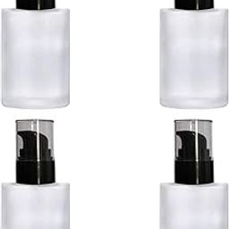 Clear Frosted Glass Bottle with Black Pumps for Serum, Essential Oils, Blends, Skin Care, Travel, Toners, Cosmetic & DIY (Pack of 4Pcs, 30 ml)-39