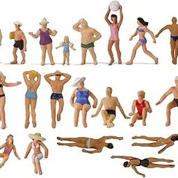 Evemodel P8719 40pcs Model Trains Swimming Figures 1:87 Scale HO Scale People Scenery Layout Landscape Miniature-image-46