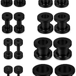 Screw Fit Ear Gauges Kit Surgical Steel Tunnel Expander Earrings Earlobe Plugs Stretching Body Piercing Jewelry Set for Women Men 14G-00G 8 Pairs-image-69