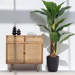 MANGO TRUNK Wooden Lorena Rattan 02 Door and 02 Drawer Cabinet with Light Natural Finish | Storage Unit | Solid Wood | Cane Webbing | Living-Room Furniture | Best Furniture for Home | 90X40X110 cms-image-20