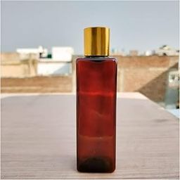 JARBAZAAR (SET OF 48 PCS) 100 ML EMPTY REFILLABLE PET BOTTLES AMBER COLOR WITH GOLDEN METALLISED CAP FOR DIY HAIR OILS,SANITIZERS AND OTHER HOME PROJECTS, 100% LEAK PROOF-17
