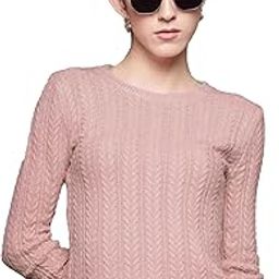 Women's Ribbed Cable-Knit Self Design Long-Sleeve Round Neck Woolen Pullover T-Shirts Top Sweater DN85-image-65