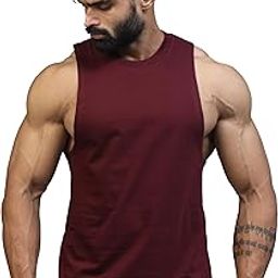 Men's Supper Combed Narrow Shoulder Gold Finish Sleeveless Deep Arm Cut Cotton Vest-image-95