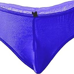 Men's Nylon Lace Half Coverage Thong Underwear (Large(34-36), Royal Blue)-picture-23