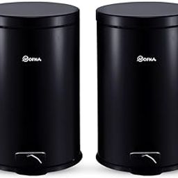 mofna Stainless Steel Pedal Dustbin, Foot Operated Dustbin, Trashcan, Papper Bin, Trash Barrel, Wastebasket For Kitchen, Office, Bathroom, Home (2 Pcs) (Black, 7x10 Inch, 5 Liter)-2