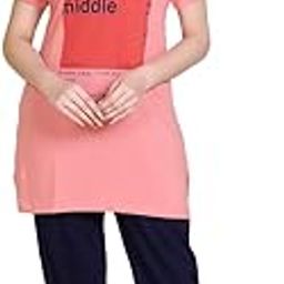 Women's Cotton Printed Long Night Suit Set of Long Top & Pyjama (Peach)-picture-24