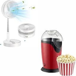 DRUMSTONE (𝔻𝕀𝕎𝔸𝕃𝕀 𝕆𝔽𝔽𝔼ℝ) C40.Popcorn Maker & Foldable Fan Combo – Enjoy Fresh Popcorn and Stay Cool Anywhere Fun Snacking with Cooling Convenience-picture-26
