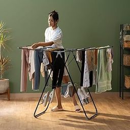 BonKaso Premium Steel Foldable Cloth Dryer Stand for Drying Clothes Steel (Black + Grey) Alloy Steel-image-60
