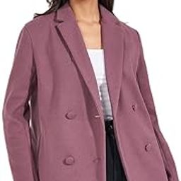 Women Long Line Wool Look Double Breasted Blazer Regular (70094157_Burgundy_S)-image-70
