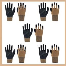 7Shield Multipurpose Nylon Cut Resistance PU Nitrile Coating Work Safety Gloves, Hand & Fingers, Gardening, Mechanical, Construction, Agriculture & Automotive – Durable & Comfortable (5 Pairs Brown)-image-3