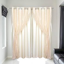 Woven Wonder Double Curtains 2 in 1 Embroidery Transparent Curtain with 80% Blackout Curtain Best for Every Interior Living Room Grommet (Mustard 7ft_Set 2)-image-63