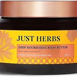 Just Herbs 24K Gold with Pure Ghee Deep Nourish Body Butter Cream for Anti Ageing | Improve Skin Elasticity | Reduce Dullness & Blemishes | Non Sticky | Instant Hydration All Skin Types Moisturiser for Men and Women 250ml-14