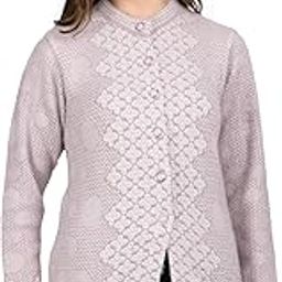 Lady Willington Women's Woolen Round Neck Self-Design Cardigan - Heavy Hair Fabric Winter Wear Pure Wool Long Cotty Fully Warm Free Sizes-image-30