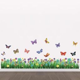 StickMe 'Flower - Grass - Decorative - Creative - Colorful - Wall Sticker' -SM722 (Multi Colour, Vinyl - 150cm X 40 cm)-image-76