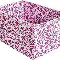 Kuber Industries Fabric Leaf Print Flodable Storage Box|Drawer Storage And Cloth Organizer|Storage Box For Toys|Storage Box Gor Clothes (Pink)-Kubmart16004-image-18