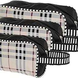 Kuber Industries Plastic Box Vanity, Travel Toiletry Bag,Shaving Kit Check Design-Set of 3 (Cream) (Model Number: F_26_KUBBMART017003)-picture-16