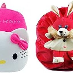 Black Hill Kids School Bag Soft Plush Backpack Cartoon Bags Mini Travel Bag for for Girls Boys Toddler Baby Hello Kitty & Rabbit-image-84