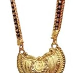Traditional Gold Plated Mangalsutra for Women | Bridal Heart Pendant Black Beads Chain Necklace | Ethnic Wedding Jewelry for Festivals & Special Occasions-image-78