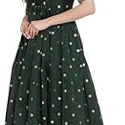 Green Ethnic Motifs Printed Maxi Dress-image-0
